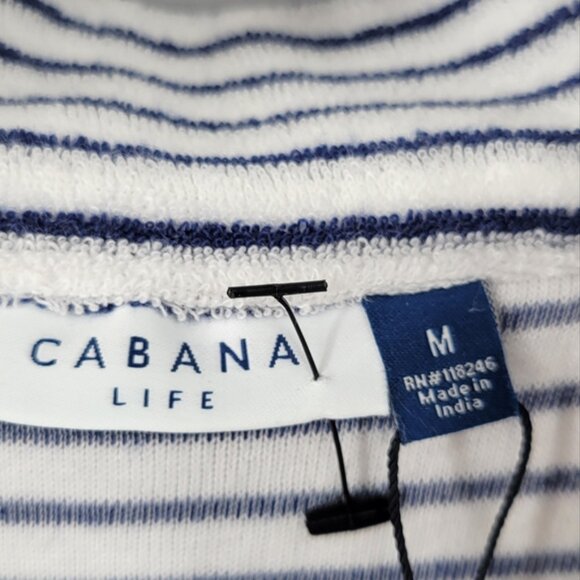 Cabana Life Essential Terry Navy and White Striped Tunic Cover Up Size Medium - Picture 4 of 10
